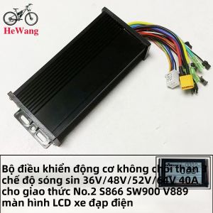 Bộ Điều Khiển Động Cơ Không Chổi Than 36V/48V/52V/64V 40A 3 Chế Độ Sóng Sin Cho Số. Xe Đạp Điện 2 Bánh Có Màn Hình LCD