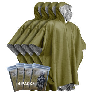 Emergency Survival Rain Hot Poncho Thermal Survival Space Blanket Thermal Raincoat Heat Reflective Waterproof for Camping Hiking