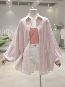 Korean Style Thin Quality Hook Flower Summer New Loose Slimming Midi over Hip Long Sleeve Sun Protection Shirt Women