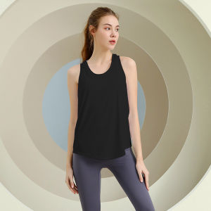 New 2025 Ice Silk Yoga Wear Loose Sports Vest Womens Cover up Breathable High Elastic Sleeveless Fitness Top for Running