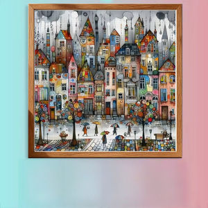 500/1024PCS Jigsaw Puzzle Colorful Whimsical Town Cute Village Scene For Adults Great Family Fun Relaxing Brain Teaser Gift