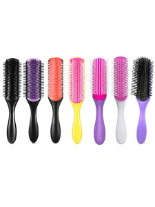 Custom Logo Detangling Massage Hair Brush For Curly Hair Brush Removable Nine Row Comb Plastic Hair Brush