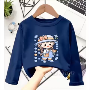 Atasan Baju Kaos Lengan panjang Anak Perempuan Motif Flower Girl Viral Usia 1-12TH