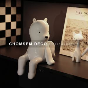 Modern Childrens Room Decorative Bear Sitting Statue Entrance Living Room Display Resin Material Simple And Cute Style Home Decoration