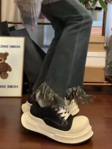 Mickey Head Thick Bottom Canvas Shoes Womens Casual Versatile Heightening Bread Shoes Spring Summer New Style Retro