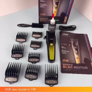 VGR | Máy Cắt Tóc Cao Cấp VGR Hợp Kim Titan Thân Kim Loại Lưỡi Dao Sắc Bén Màn Hình LCD Kỹ Thuật Số Dành Cho Nam Giới - V-195 Với Sạc Nhanh Và Nhiều Chức Năng