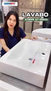 Lavabo treo tường ATMOR AT-4583A thiết kế sang trọng hiện đại sứ vệ sinh siêu bền dễ vệ sinh lắp đặt dễ dàng