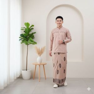 Paket Sarko Sarung dan Baju Koko Muslim Pria Lengan Panjang Motif Bordir Jasuke by RQY store