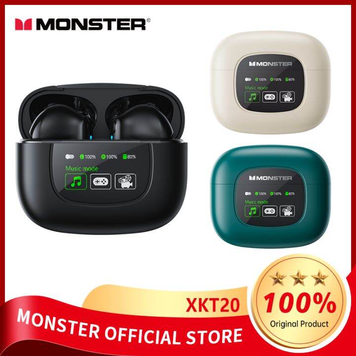 Monster Xkt20 Wireless Earphones With Led Screen Bluetooth V5.4 Earbuds 