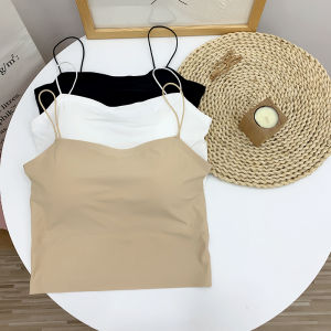 Áo Ba Lỗ Lụa Băng Mỏng Dài Vừa Phải Có Dây Đeo Vai Mỏng Màu Da Bên Trong Áo Ba Lỗ Lót Đệm Ngực Màu Da Áo Ba Lỗ Mùa Hè