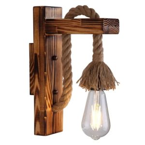 JOYINLED Đèn Treo Dây Gai Dầu Bằng Gỗ Cổ Điển Đèn Tường Một Đầu Cho Hành Lang Phòng Ăn Phòng Ngủ - Thiết Kế Đồng Quê
