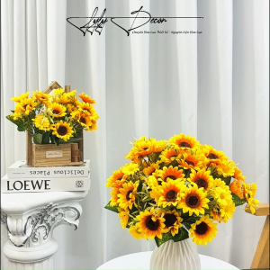 [TẶNG BÌNH] 6 Cụm TẶNG Bình - Hướng Dương 10 Bông. Hoa Giả Trang Trí Decor Phòng Khách Hoa Lụa LyLy Decor