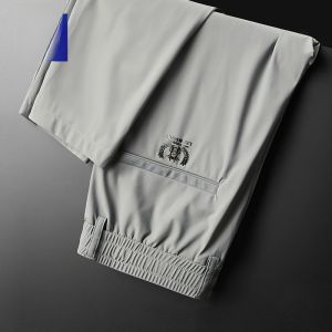 ROMON | Lormen Mens Casual Pants Summer Thin Trendy Loose Straight Ice Silk Breathable Sports Quick Dry Long Pants Youth Fashion Style