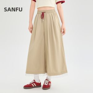 SANFU | Lazy Feeling Lace Stitched Wide Leg Culottes