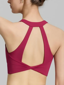 High-intensity sports bra for women spring and summer fixed cup hollow-out yoga bra twisted knot back-beautifying fitness vest
