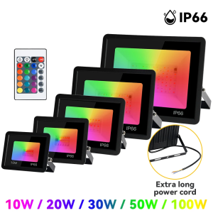 AC220V RGB LED Floodlight Reflector Outdoor Lighting 10W 20W 30W 50W 100W 150W 200W IP66 Waterproof Spotlight Landscape Lighting