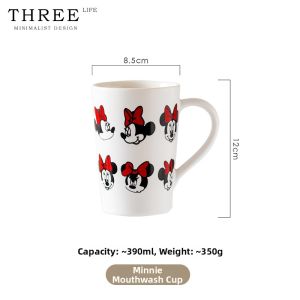 THREE LIFE | Creative Cute Mickey Minnie Ceramic Couples Toothbrush Cup Set