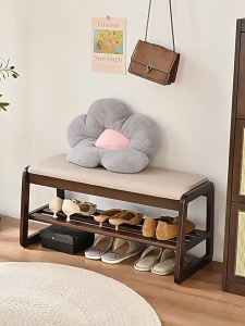 JARUSENT Wooden Shoe Bench Shoe Rack Stool Household Shoe Changing Stool
