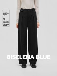 BEIQIANI | Pleated Tencel High Waist Wide Leg Trousers