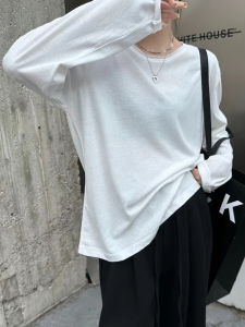 Snowflake Cotton round Neck T-Shirt Womens Loose Fit Breathable Skin-friendly Long Sleeve Casual Style Solid Color Top
