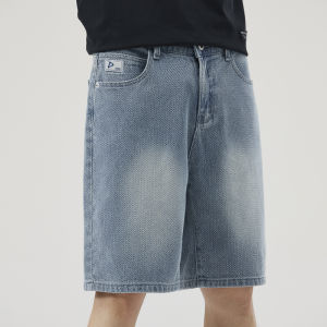 Mens Loose Denim Shorts Summer Starry Sky Pattern Breathable Fashion Casual Shorts Korean Brand Clothing Short Jeans Male