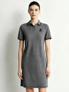AMII | Summer Color Block POLO Neck Dress With Bear Hotfix