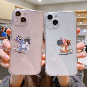 Cartoon Creative Cat And Mouse Silicone Phone Case for Apple 15 iPhone 12 pro Max XS Max 16 Anti-Fall Couple Mens Cute 8 plus 13 Mini