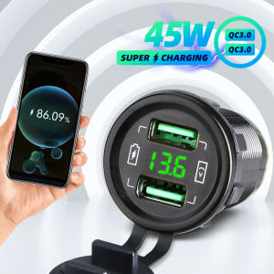 45W Max Super Fast Charging Dual USB Quick Charge Mobile Phone 12V Power Outlet Adapter For Moto Boat Car Charger Accessories