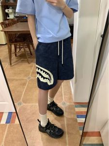 Quần Short Nam Mùa Hè Mỏng Nhẹ Quần Thể Thao Năm Mảnh Quần Short Nam Màu Xanh Lam Miệng Cá Mập Quần Short Nam