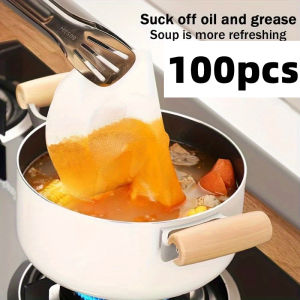 100Pcs Disposable Food Oil Absorbing Paper Household Oil Filter Paper Baking Oil-absorbing Paper Kitchen Cook Fried Food Tools
