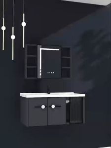 🔥HOT🔥60/70/80CM Aluminum Bathroom Cabinets Set Storage Mirror box with Ceramic toilet wash basin bathroom sink