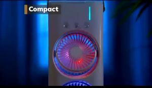 Quạt điều hòa tích điện phun sương để bàn 2 tầng xoay tự động 360 độ dung lượng pin 6000MAH cao cấp