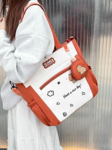 กระเป๋าสะพายข้างแบบสะพายข้างหนาแบบป้องกันน้ำพร้อมพื้นแข็งสำหรับผู้ชายและผู้หญิงในฤดูใบไม้ร่วงปี 2025 กระเป๋าใส่ของสำหรับเด็กนักเรียนและนักศึกษา