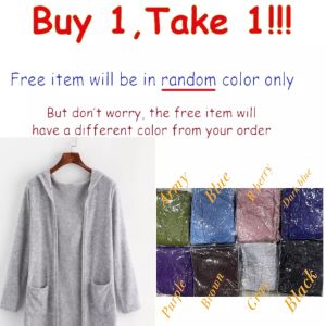 BUY ONE GET ONE Cardigan blazer with hood and pocket cotton spandex