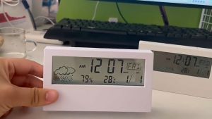 Transparent Electronic Table Clock Weather Display Large Screen Temperature Humidity Student Alarm Clock