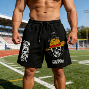 Bandai | 2026 ONE PIECE Animation Luffy Sauron Peripheral Printed Cotton Shorts American Summer Mens Daily Loose Sports Breathable Pants