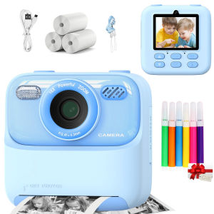 Pocket Thermal Photo Printer Children Instant Print Camera Digital Video 1080P HD Dual Lens for Boys Girls Gifts