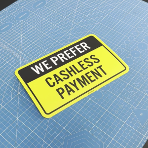 We Prefer Cashless Payment. QR Pay QrPay Credit Debit Card E-Wallet Bank Transfer. Sticker Sign Notice Signage Label