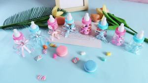 6/12pcs Plastic Feeder Bottle Blue Pink Baby Bottle Candy Box Christening Gender Reveal Baby Shower Birthday Party Gifts favors