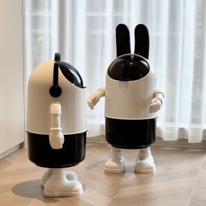 Thùng Rác Space Rabbit Dung Tích Lớn Dùng Trong Nhà Bếp Nhà Tắm Thùng Rác Hai Ngăn Có Nắp Tròn Hiện Đại Dùng Trong Gia Đình