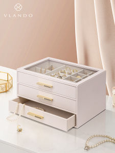 Vlando Large Capacity Jewelry Box Christmas Gift Elegant Storage Box for Rings And Bracelets High Quality Leather Organizer