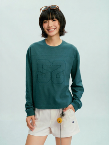 Champion | Round Neck Long Sleeve Pure Color Leisure Cotton T-shirt