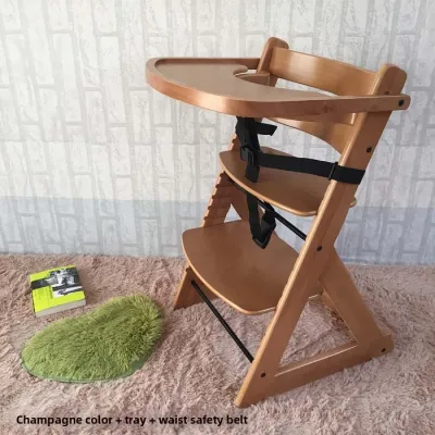 Child High Chair Wooden Large Space