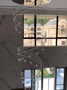 【Free Bulb+Free gifts】Tri-Colors Crystal Stair Light Dining Room Chandelier Crystal Lighs