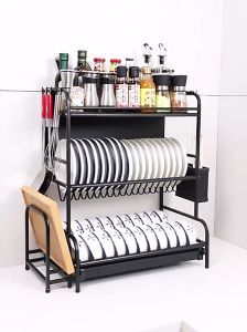 🌈Dish Drying Rack for Countertop - Space-Saving & Multipurpose 3-Tier Dish Rack for Kitchen Counter with Utensil Holder Large-Capacity