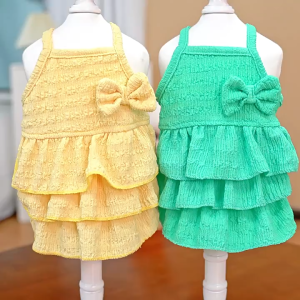 váy đầm baby doll vải xốp màu trơn xếp tầng dành cho chó mèo - T3 PETS SHOP