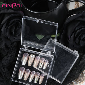 PINPAI 7cm Clear Acrylic Storage Box Press On Nails Handmade Fake Nails Container Showing Display Keeping Box With Paper Card