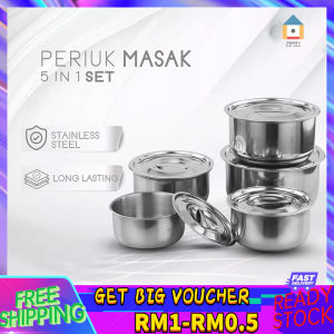 【Malaysia Spot Sale】5Pcs High Quality Stainless Steel Multipurpose Stock Pot Storage Pot Cookware Set