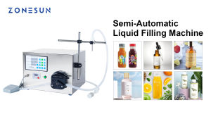 ZONESUN Liquid Filling Machine เครื่องเติมของเหลวขวดปั๊มน้ำสายการผลิตบรรจุภัณฑ์โต๊ะพกพาสำหรับเครื่องดื่มน้ำผลไม้ ZS-YT80