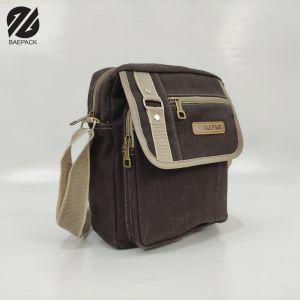 Baepack Tas Selempang Kanvas Premium Hanzo Cokelat Tua  / Tas Bahu Pria dan Wanita / Tas Canvas Cowok Cewek / Produsen Tas Bandung Termurah / COD Gratis Ongkir / Tas lokal bukan import